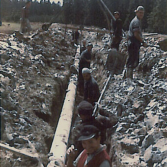 Bau einer Gasversorgungsleitung 1955 in Selb